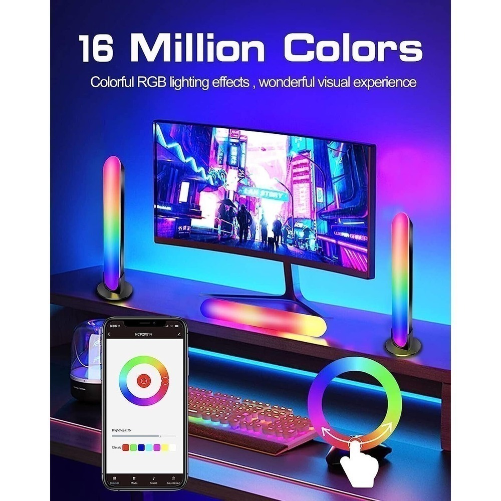 Smart LED Light Bar Desktop Mood Light RGB Computer Ambience Light‎ Music US
